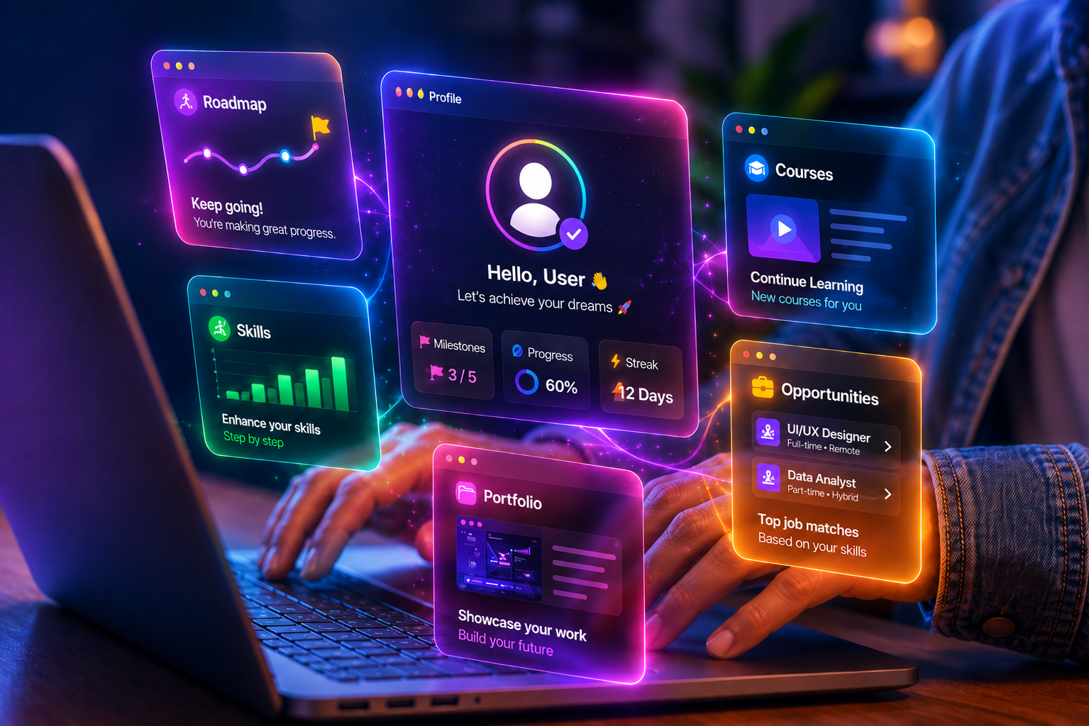 PrarambhADX career roadmap and dashboard interface